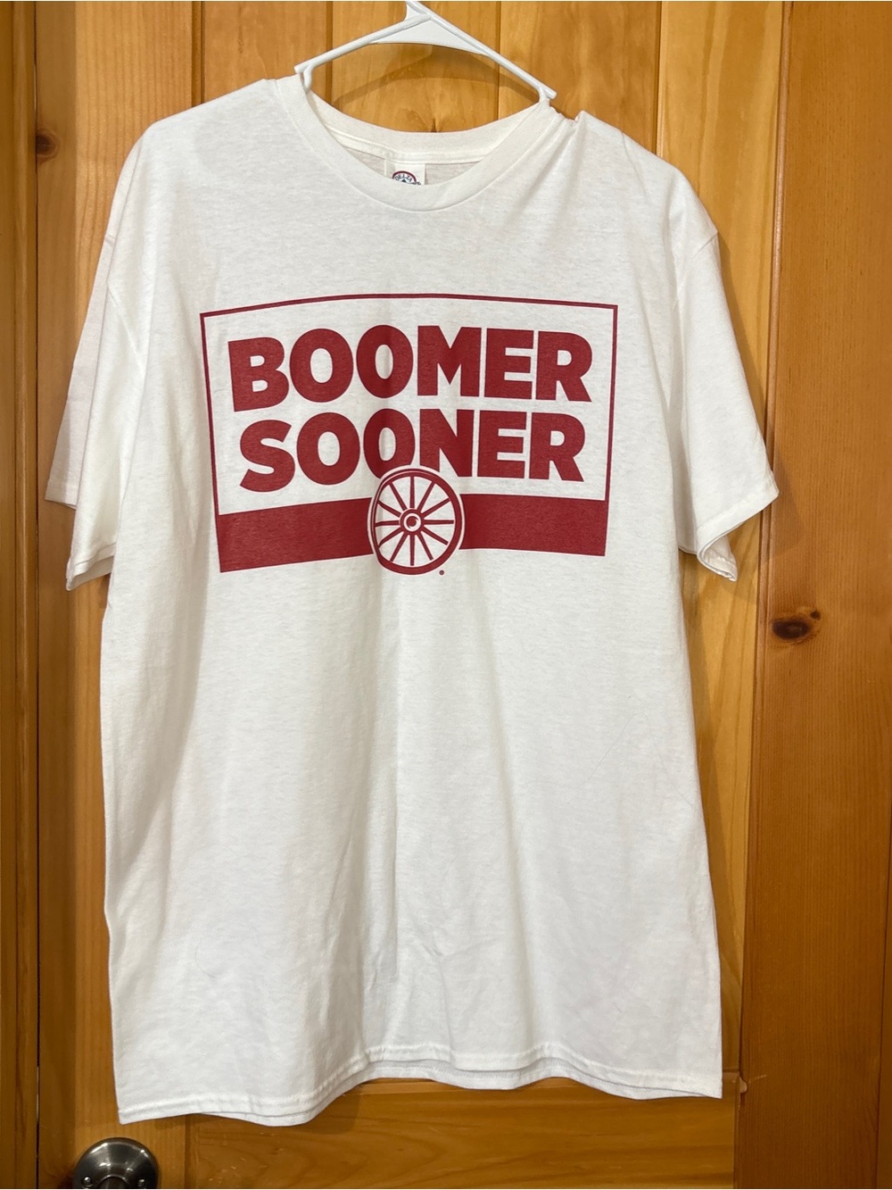 Boomer Sooner Unisex Tee Shirt Oklahoma  Size L Delta  White T-Shirt